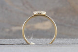14k Solid Gold Disk Diamond Pave Circle Round Diamond Ring FR01003