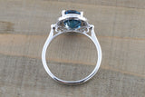 10x8mm London Blue Topaz Oval Diamond Halo Ring M3095