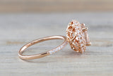 Penelope Round Morganite 3D Halo Ring M3087