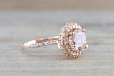 Penelope Round Morganite 3D Halo Ring M3087
