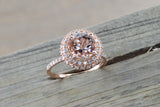 Penelope Round Morganite 3D Halo Ring M3087