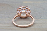 Cushion Morganite Diamond Halo Ring 10x10mm M3088
