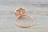 Penelope Round Morganite 3D Halo Ring M3087