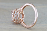 Cushion Morganite Diamond Halo Ring 10x10mm M3088