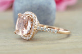 Cushion Morganite Diamond Halo Ring 10x10mm M3088