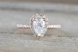 14k Rose Gold Pear Moissanite Engagement Ring M3084
