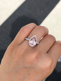 Pear Morganite Diamond Halo Ring