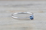 Square Blue Sapphire And Diamond Ring FR01007