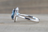 10x8mm London Blue Topaz Oval Diamond Halo Ring M3095