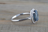 10x8mm London Blue Topaz Oval Diamond Halo Ring M3095