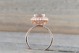 Penelope Round Morganite 3D Halo Ring M3087