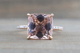 Cushion Morganite Double Underhalo Diamond Ring 10x10mm M3092