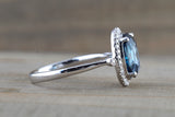 10x8mm London Blue Topaz Oval Diamond Halo Ring M3095