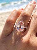 Gold Pear Morganite Diamond Halo Engagement Ring ASPER1430059