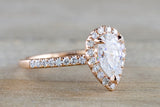 14k Rose Gold Pear Moissanite Engagement Ring M3084