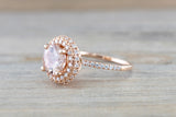 Penelope Round Morganite 3D Halo Ring M3087