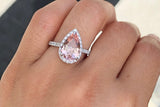 Pear Morganite Diamond Halo Ring