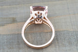 14k Gold 11x11mm Cushion Square Cut Morganite Diamond Ring M3091