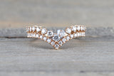 Diamond V Groove Tiara Crown Ring FR01013