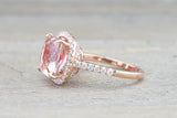 Cushion Morganite Diamond Halo Ring 10x10mm M3088