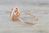Penelope Round Morganite 3D Halo Ring M3087