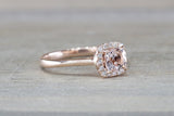 Andrea Halo Solitaire 5mm Cushion Morganite M3021