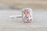 Rebecca Elongated Cushion Morganite Diamond Halo Ring ASPER1430041