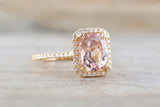 Rebecca Elongated Cushion Morganite Diamond Halo Ring ASPER1430041