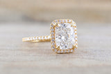 Rebecca Elongated Cushion Morganite Diamond Halo Ring ASPER1430041