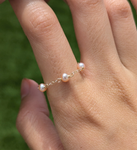 Natural pearl chain ring 14k yellow gold