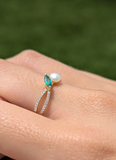 Natural emerald and diamond ring 14k yellow gold