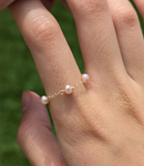 Natural pearl chain ring 14k yellow gold