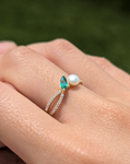 Natural emerald and diamond ring 14k yellow gold
