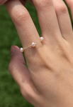 Natural pearl chain ring 14k yellow gold