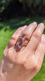 14k Gold Solid Star Moon Open Ring Band