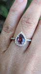 14k Rose Gold Pear Sapphire Halo Diamond Engagement Ring