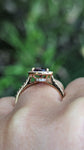 14k Rose Gold Pear Sapphire Halo Diamond Engagement Ring