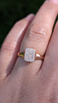 14k Gold Pave Signet Diamond Rectangle Ring