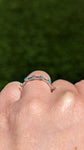 14k White Gold 6 Blue Turquoise Milgrain Stackable Ring
