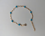 14k Yellow Gold Diamond and Turquoise Bracelet Dainty Love Gift Fashion Thin