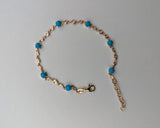 14k Yellow Gold Diamond and Turquoise Bracelet Dainty Love Gift Fashion Thin