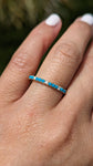 14k Gold Blue Turquoise Diamond Wedding Stackable Ring Band