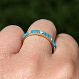 14k Gold Blue Turquoise Diamond Wedding Stackable Ring Band