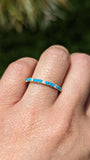 14k Gold Blue Turquoise Diamond Wedding Stackable Ring Band