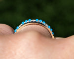 14k Gold Blue Turquoise Diamond Wedding Stackable Ring Band