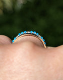 14k Gold Blue Turquoise Diamond Wedding Stackable Ring Band