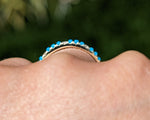 14k Gold Blue Turquoise Diamond Wedding Stackable Ring Band