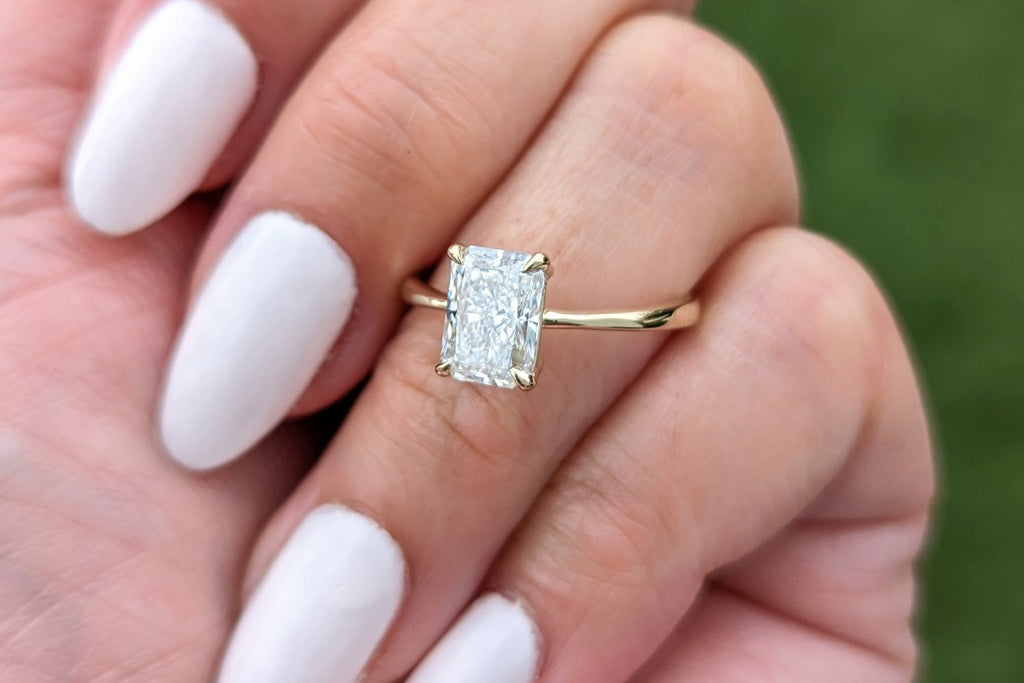 Belle 14k Yellow Gold Radiant Cut Lab Grown Diamond Ring F/VS1