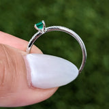 Round Green Emerald And Diamond Ring FR0100E