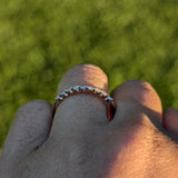 14k White Gold Diamond Stackable Band Engagement Promise Ring Love Bead Single Prong